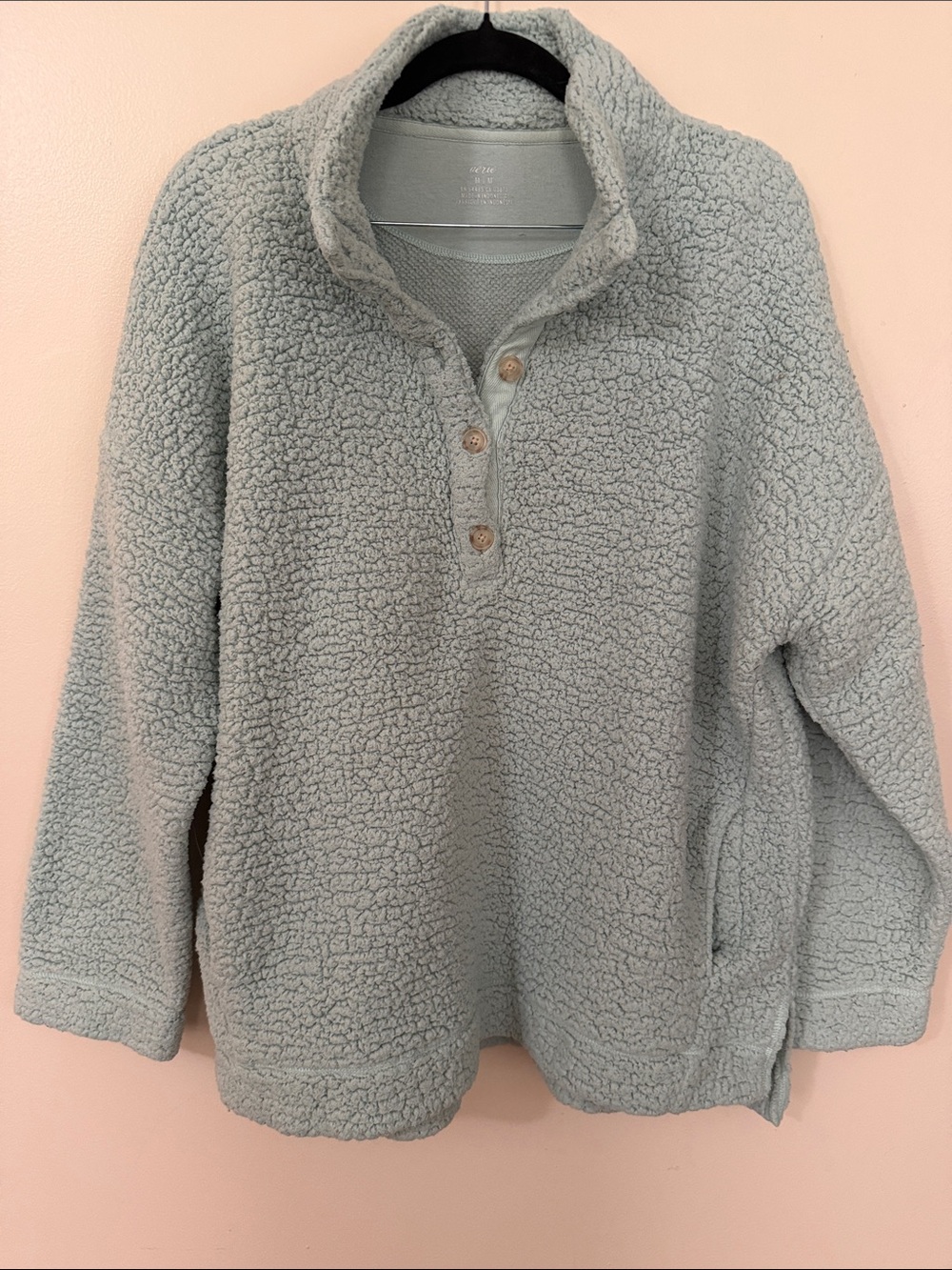 aerie Plush Sherpa Pullover - Light Sage Green